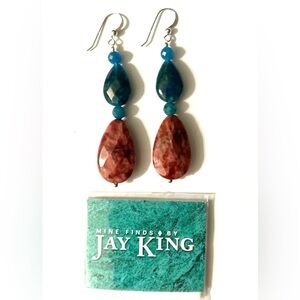 Turquoise / Rose Jay King Drop Earrings - NEW